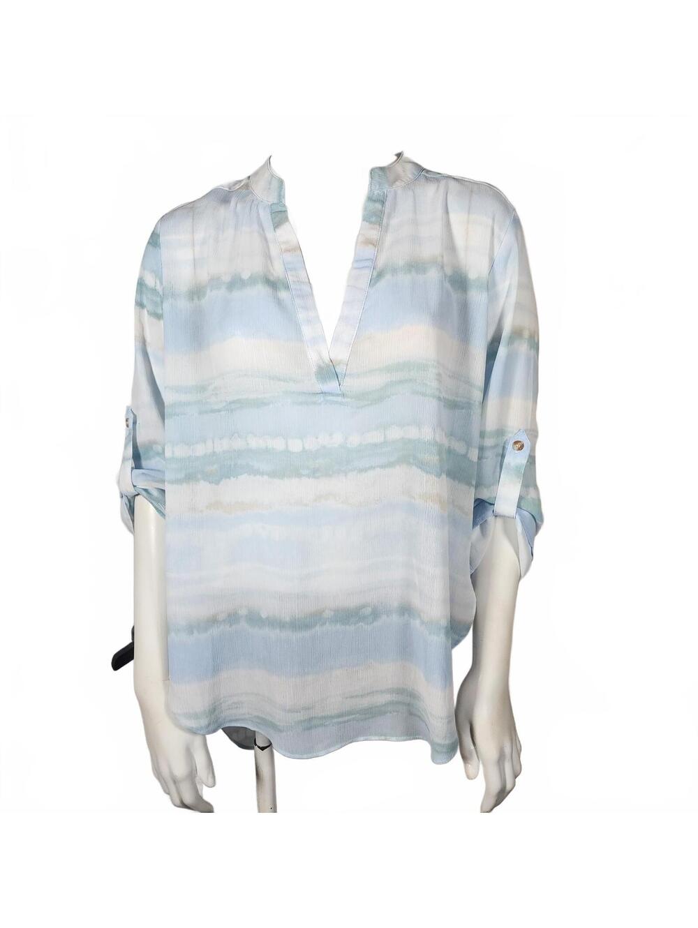 Cloth & Portrait Light Blue and White Striped Blouse (S) - Picture 2 of 6